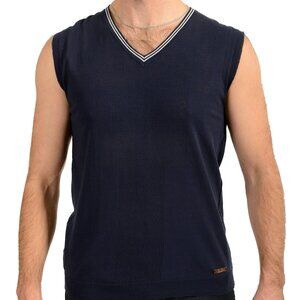 C'N'C Costume National Men's Blue V-Neck Sweater Vest US M IT 50